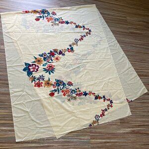 Flower Swag Garland Print Yellow Polycotton Fabric Vintage Yardage 46x108"